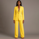 Chic Women's Suit Set – Tailored Long Blazer & Trousers for Formal Occasions