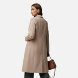 Chic Long Winter Coat for Women – Lapel Collar, Soft Material