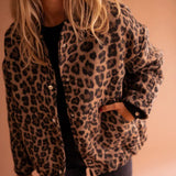 Women’s Leopard Print Button-Up Jacket