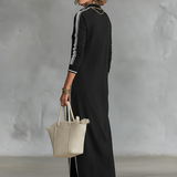 Women's Button‑Down Collar Maxi Sweat Dress