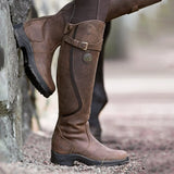 Women’s Knee-High Waterproof Riding Boots with Buckle Strap