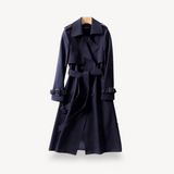 Elegant Classic Trench Coat for Women | Belted Longline Waterproof
