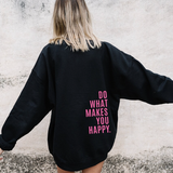 Oversized Hoodie with Happy Slogan Back Print