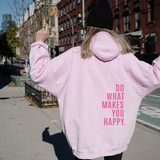 Oversized Hoodie with Happy Slogan Back Print