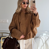 Elegant Suede Bomber Jacket | Women's Casual Chic Outerwear