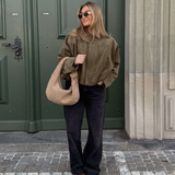 Elegant Suede Bomber Jacket | Women's Casual Chic Outerwear