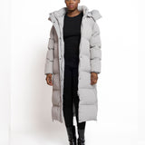 Women’s Cosy Long Grey Coat with Fleece Pocket Lining