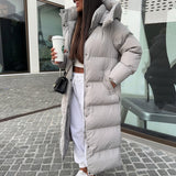 Women’s Cosy Long Grey Coat with Fleece Pocket Lining