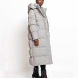 Women’s Cosy Long Grey Coat with Fleece Pocket Lining