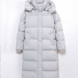Women’s Cosy Long Grey Coat with Fleece Pocket Lining