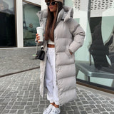 Women’s Cosy Long Grey Coat with Fleece Pocket Lining