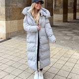 Women’s Cosy Long Grey Coat with Fleece Pocket Lining