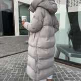 Women’s Cosy Long Grey Coat with Fleece Pocket Lining