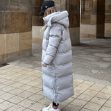 Women’s Cosy Long Grey Coat with Fleece Pocket Lining
