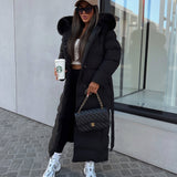 Women’s Black Quilted Winter Coat – Longline Hooded Jacket