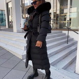 Women’s Black Quilted Winter Coat – Longline Hooded Jacket