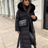 Women’s Black Quilted Winter Coat – Longline Hooded Jacket
