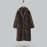 Women's Plush Faux Fur Trench Coat - Warm Long Line