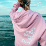Oversized Hoodie with Happy Slogan Back Print