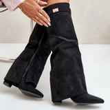 Sleek Leather Knee-High Boots with Pointed Toe & Side Zip