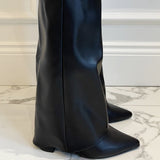 Sleek Leather Knee-High Boots with Pointed Toe & Side Zip