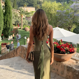 Glamorous Corset Evening Dress with Fluid Skirt