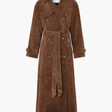 Women’s Suede Trench Coat – Stylish Leather Outerwear