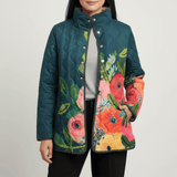 Women’s Lightweight Quilted Jacket with Floral Pattern