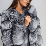 Women’s Short Faux Fur Jacket with Long Sleeves