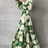 Flowy Maxi Dress | Long Sleeve V-Neck for a Flattering Silhouette