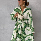 Flowy Maxi Dress | Long Sleeve V-Neck for a Flattering Silhouette