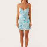 Sequin & Beaded Mini Dress with Open Back