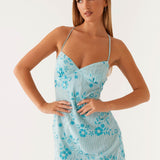 Sequin & Beaded Mini Dress with Open Back