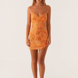 Sequin & Beaded Mini Dress with Open Back