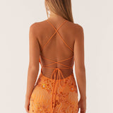 Sequin & Beaded Mini Dress with Open Back