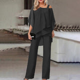Women’s Cold Shoulder Jumpsuit – Elegant Two-Piece Set