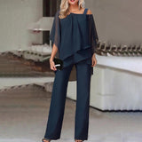 Women’s Cold Shoulder Jumpsuit – Elegant Two-Piece Set