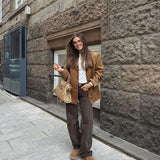 Women’s Camel Suede Blazer with Elegant Fit