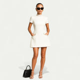 Women’s Mini Dress with Pearl Trim & Pockets