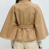 Women’s Short Cape Coat with Funnel Neck