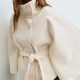 Women’s Short Cape Coat with Funnel Neck