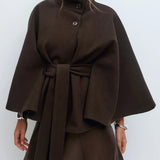 Women’s Short Cape Coat with Funnel Neck