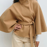 Women’s Short Cape Coat with Funnel Neck