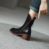Stylish Women’s Block Heel Ankle Boots with Side Zipper