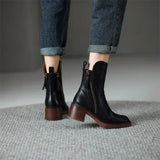 Stylish Women’s Block Heel Ankle Boots with Side Zipper