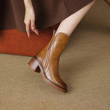 Stylish Women’s Block Heel Ankle Boots with Side Zipper