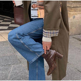 Women’s Khaki Green Long Trench Coat with Grid Lining