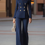 Women's Pinstripe Suit Set | Navy Tailored Blazer & Trousers