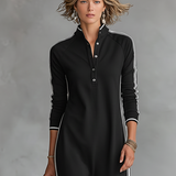 Women's Button‑Down Collar Maxi Sweat Dress