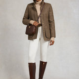 Women’s Brown Tweed Jacket with Stand Collar